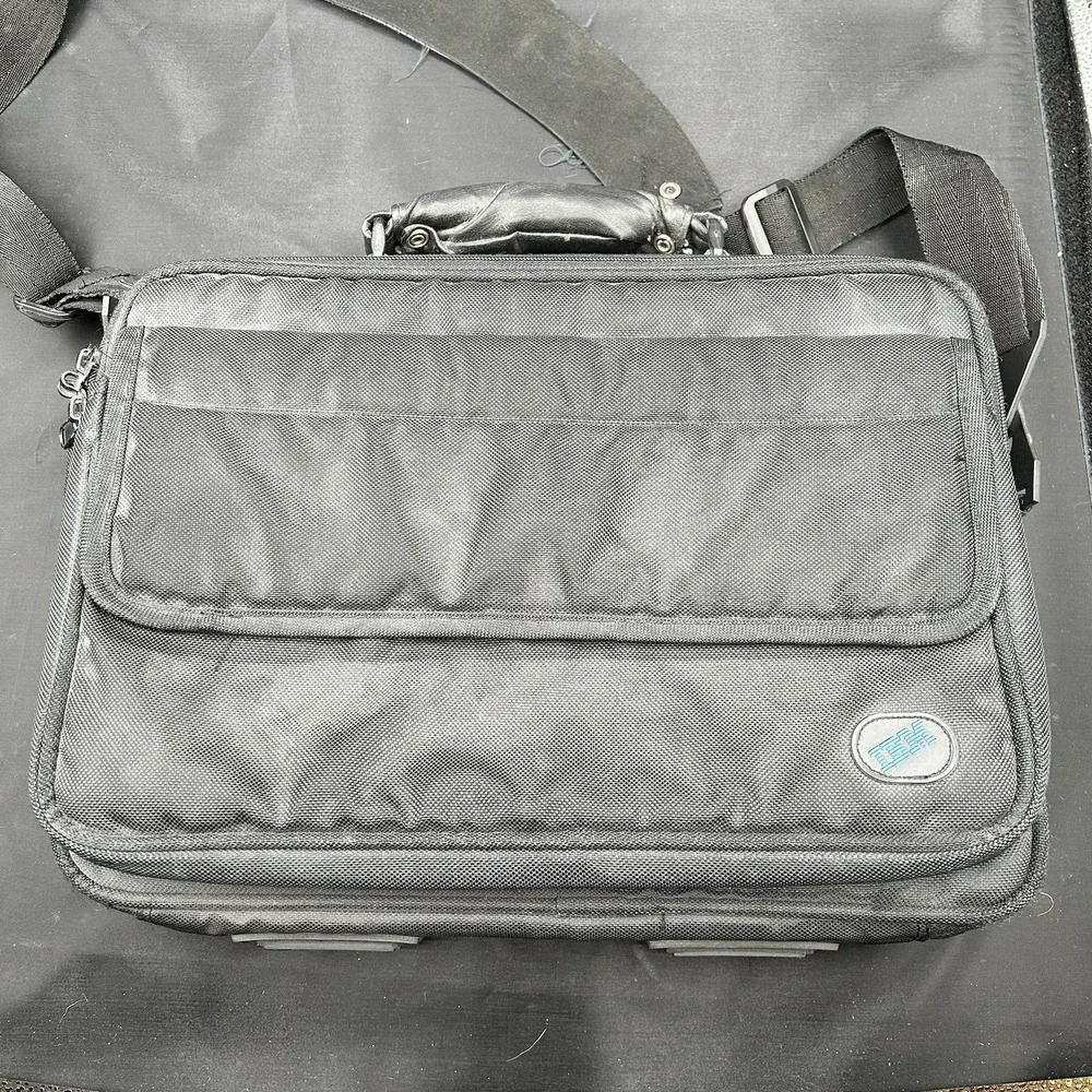 Vintage IBM Laptop‎ Messenger Tote Bag Black Canvas 80s crossbody top handle VTG